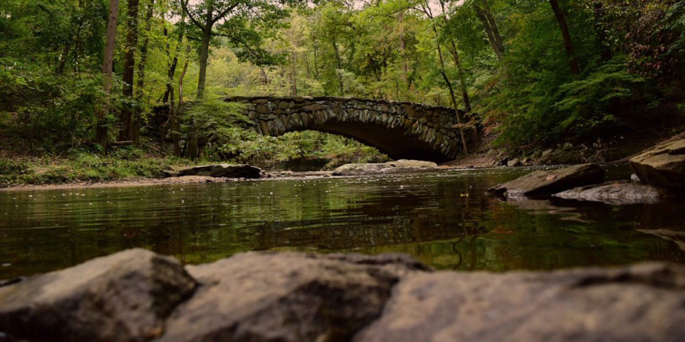 Boulder Bridge in Rock Creek Park at the border of Silver Spring, MD and Washington, D.C.