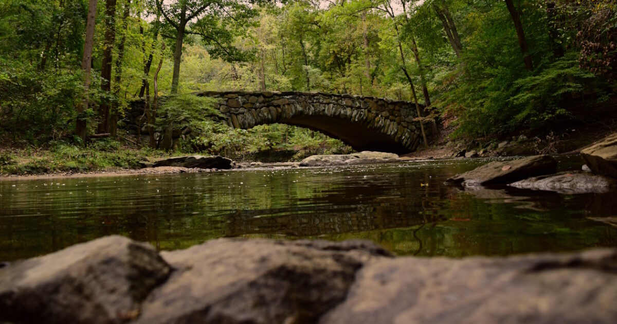 Boulder Bridge in Rock Creek Park at the border of Silver Spring, MD and Washington, D.C.