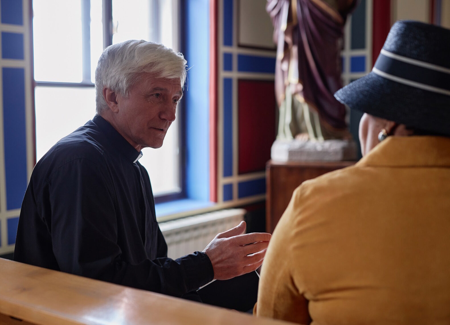 Senior priest discussing christian moments with woman while they sitting on bench in church SSUCv3H4sIAAAAAAAACpxUyW7cMAy9F+g/BDpHgPalv1L0oM0ZIx5r4CVFEOTfS9sjj5xMcujFMB/JZ/KZ5NvPHw8PyLuxDejXw9tigd123TxOg5va3ANMHq/4kPqYhhp5GbgiNeDa2kqxnfLQuq4GvZvCqXfnBGA/d90Cv69ONE5umsc0VrVQxocGbF7SL6c85Tj3qQZdzD6NUw7Ph9DcR1kDcUjuPE7t+ZjcufNrDYyneZrSsPNVFQY3pSdo6VBj0e/3Zj8Ux+qEDHAhdCXfPjD7FSvQRv5fmdvLn72Xp9SHpZmd6KjNXuIiLRFG7UyF4qNMdQYj7F58EbAO5UEpY5zHjQ4Bi9AQbJRK2FIKnsSIb8iNa3t5r4QeUpfcNgpXWkS8SMJTiZsmeiw4EdgJlnDjQ2RERmkILWKhqL11nnpMmIfg5AK2DRVYUhGMdNEJofbgpLULUlsMDRII1gRbC2+G+mSF4SY0ei12axo9/4XxOK8jcC3XzbHN1Ui85OC68cPwXIY2tP1TlZan07pQJS3kuZ+G1/q3oy7ni/Pd8i8a4EwFP7lxhPBY8HpKYX3zufpOn6dVyisrijDGi0k5Z8pqbSnTVlllBKo38dQCz1pOKXC+dNnFFA8TVnaUKkO1FFTZx/vTtwRYKoRlt4CypFefJOKLQdwD9OfJKz5advjzFkMIk4QTbq/Dtm/77M8tRB57qs/M1pdhRj3e7RnUE1x+VZUiVn7XEtOSfS+YEnVfR8GUqfW427OgpPR8uLUQ08b6jtU9o0hSkLYJWKXosGCOYa/A1ISawIMRhLF9RosaaEwvqZ9emzwPWjBYUUI0uS1aUQYF7YFXSuyYb4BdUOyFjJiFlIJJ8LS3rINmCPTiUgnCb6y1ZEhawRmh0uz+ohhi3FjGtbmdiQ+CIcYstwwOiV33/apVu8wGClY66oKGcuEICbg42GoPR4iIRkaluFINZL3/AwAA//8DAAv0COBVBwAA