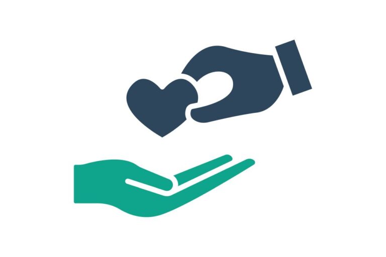 Caring icon. solid icon style. hand giving with heart. icon related to charity. donation elements vector illustration