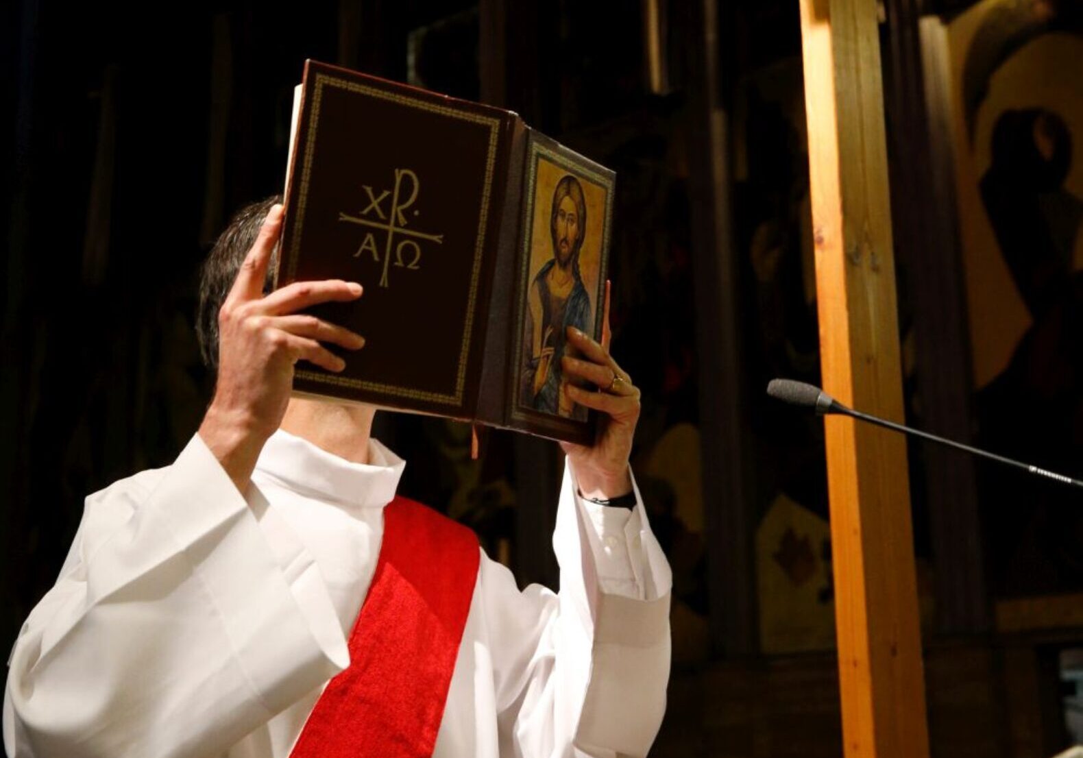 Catholic mass. Gospel proclamation.