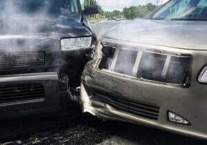 Car accident on highway. Concept shot.